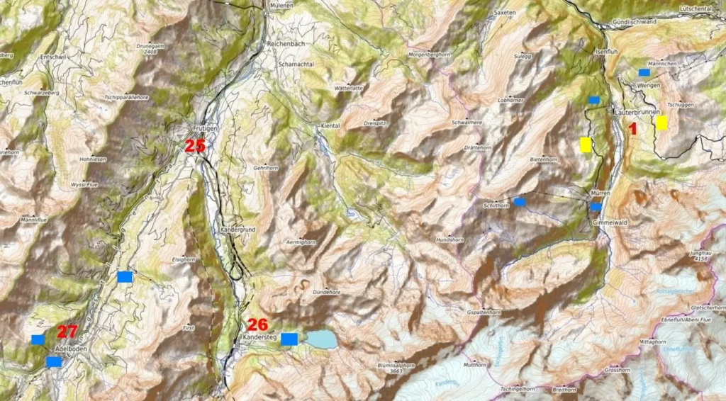 Ausflügsziele Jungfrau Region Karte