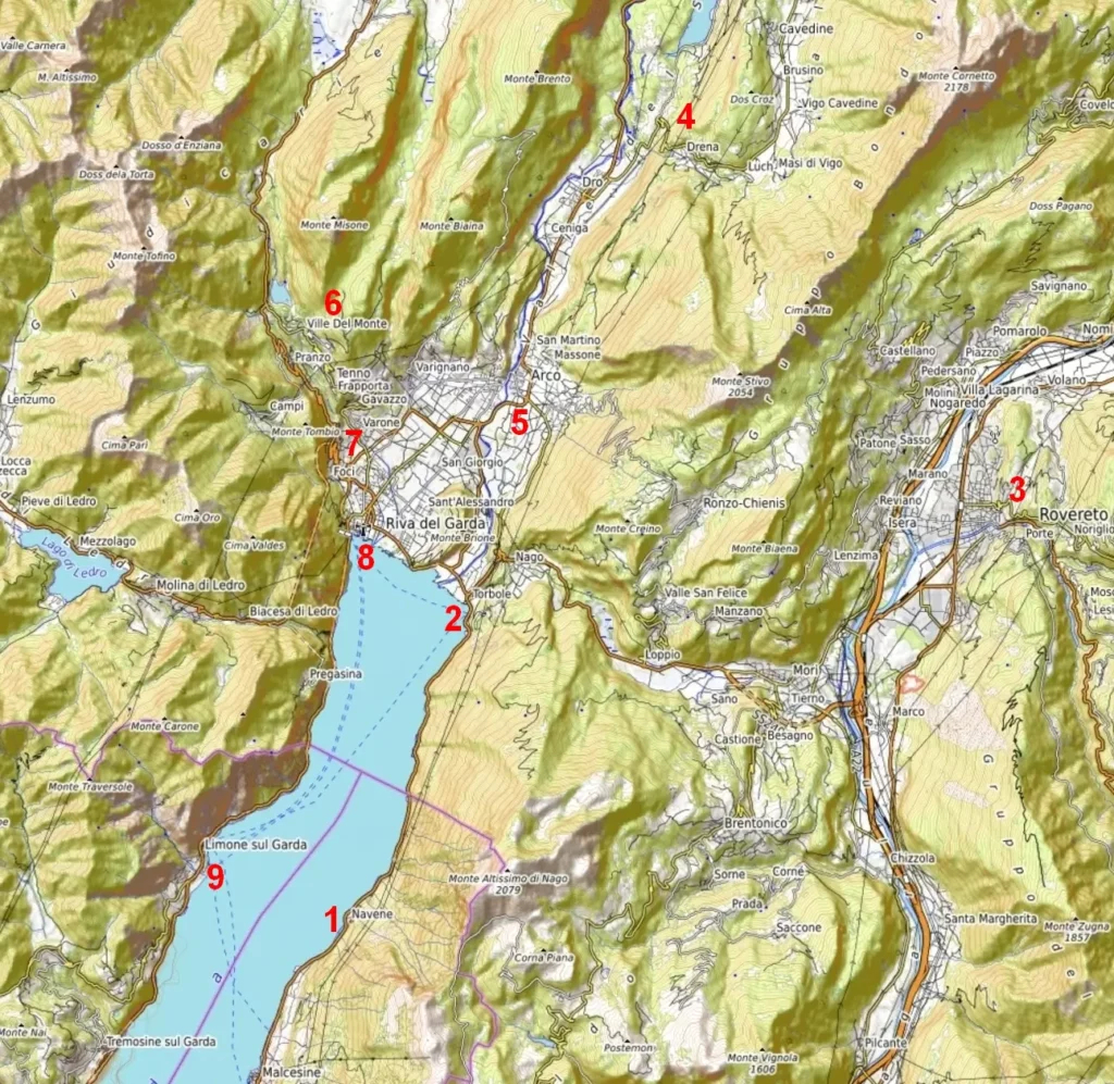 lake Garda North map/ Gardasee Norden Karte
