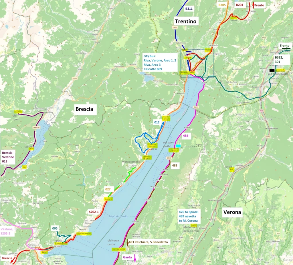 Lake Garda buses lines and train map